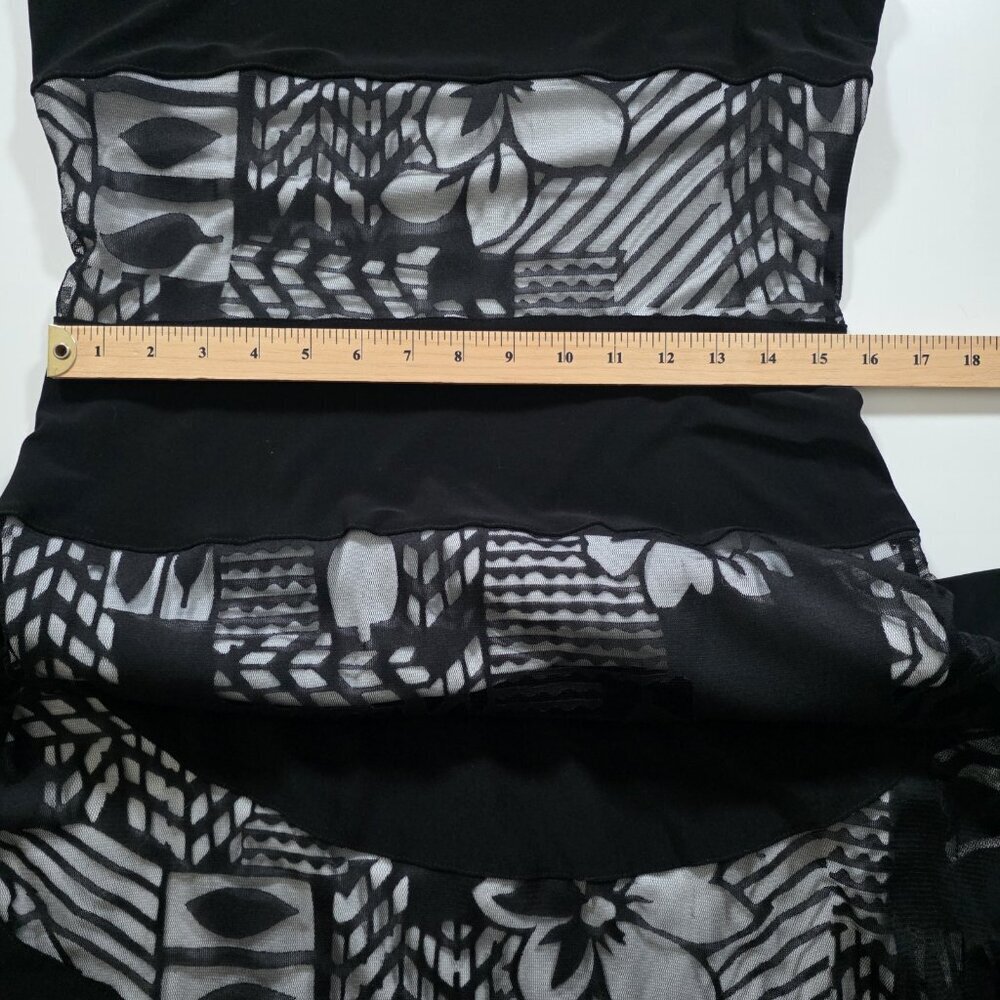 Joseph Ribkoff Dress US 12 Black White Lined Lace Panels Fairy Grunge Whimsigoth - Picture 6 of 16